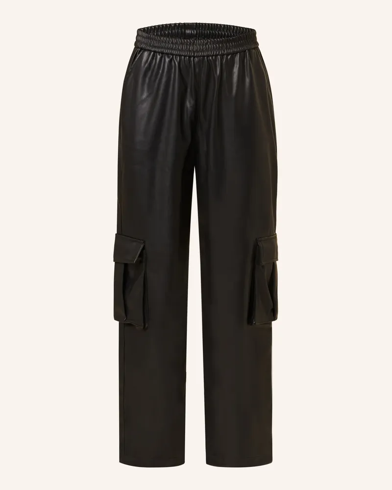 only Cargohose in Lederoptik Schwarz