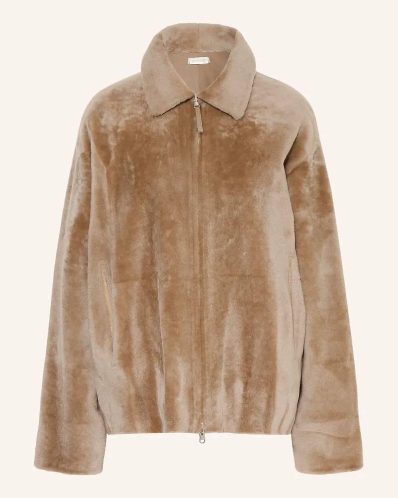 UTZON Lederjacke Joji Zum Wenden beige Beige