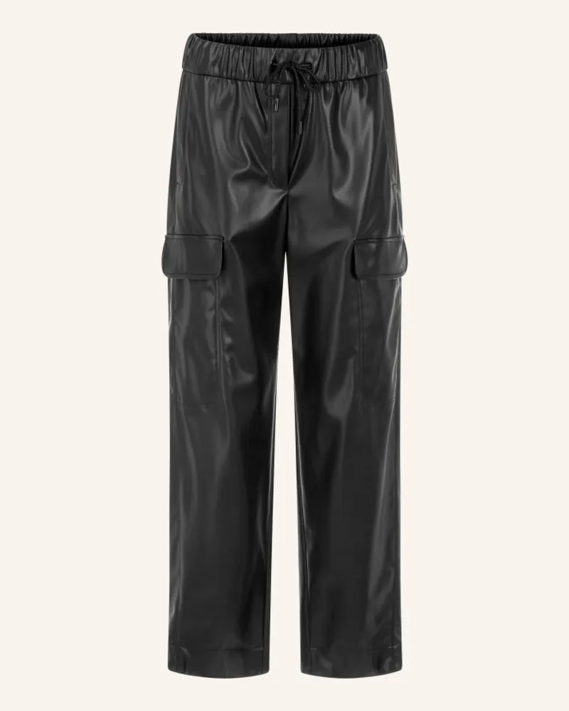 Marc Cain Cargohose In Lederoptik schwarz Schwarz