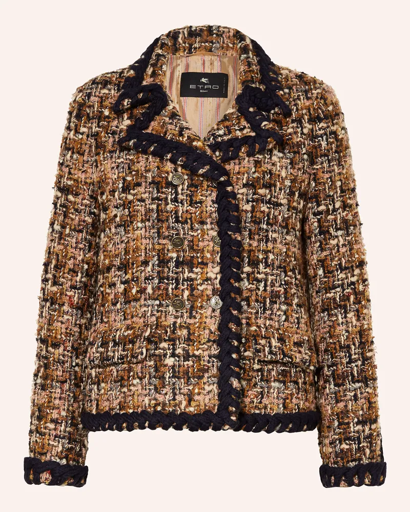 Etro Kastenjacke aus Tweed mit Glitzergarn Dunkelorange
