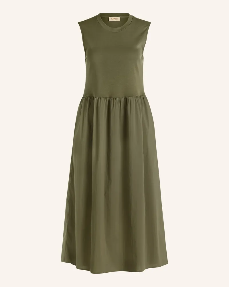 Cartoon Kleid im Materialmix Oliv