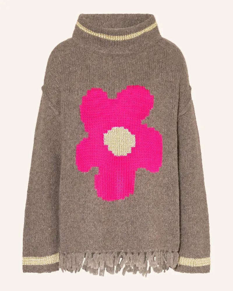 Grace Oversized-Pullover mit Glitzergarn Taupe