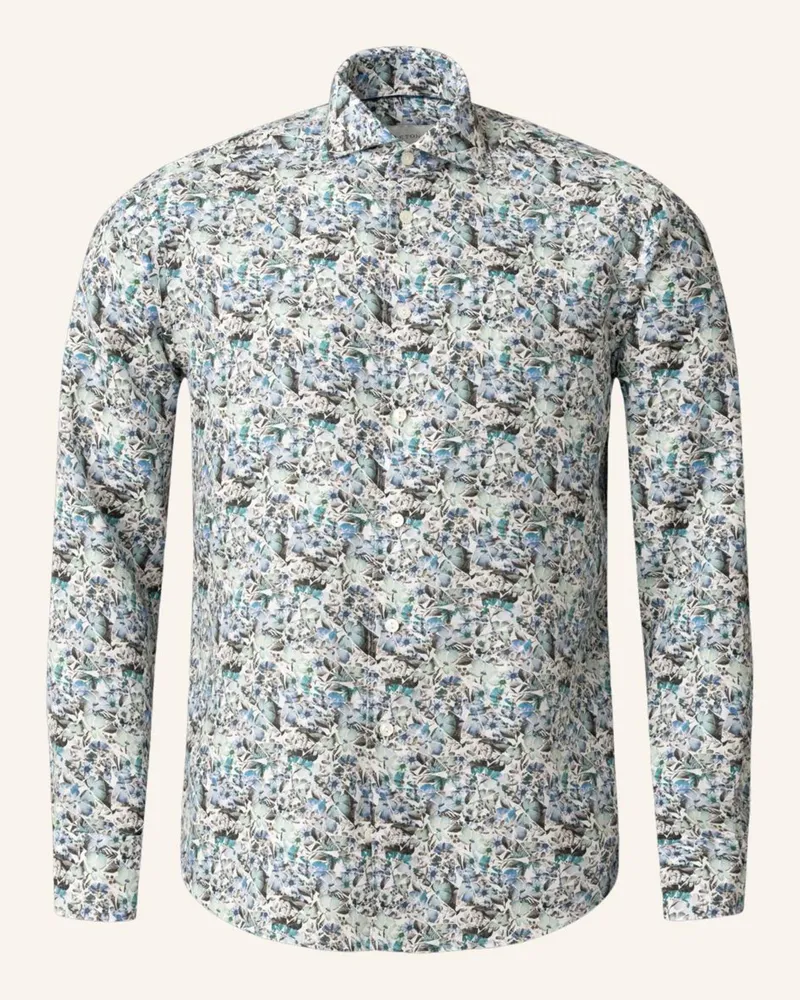 Eton Leinenhemd Mit Mosaikblütenmuster Slim Fit blau Blau