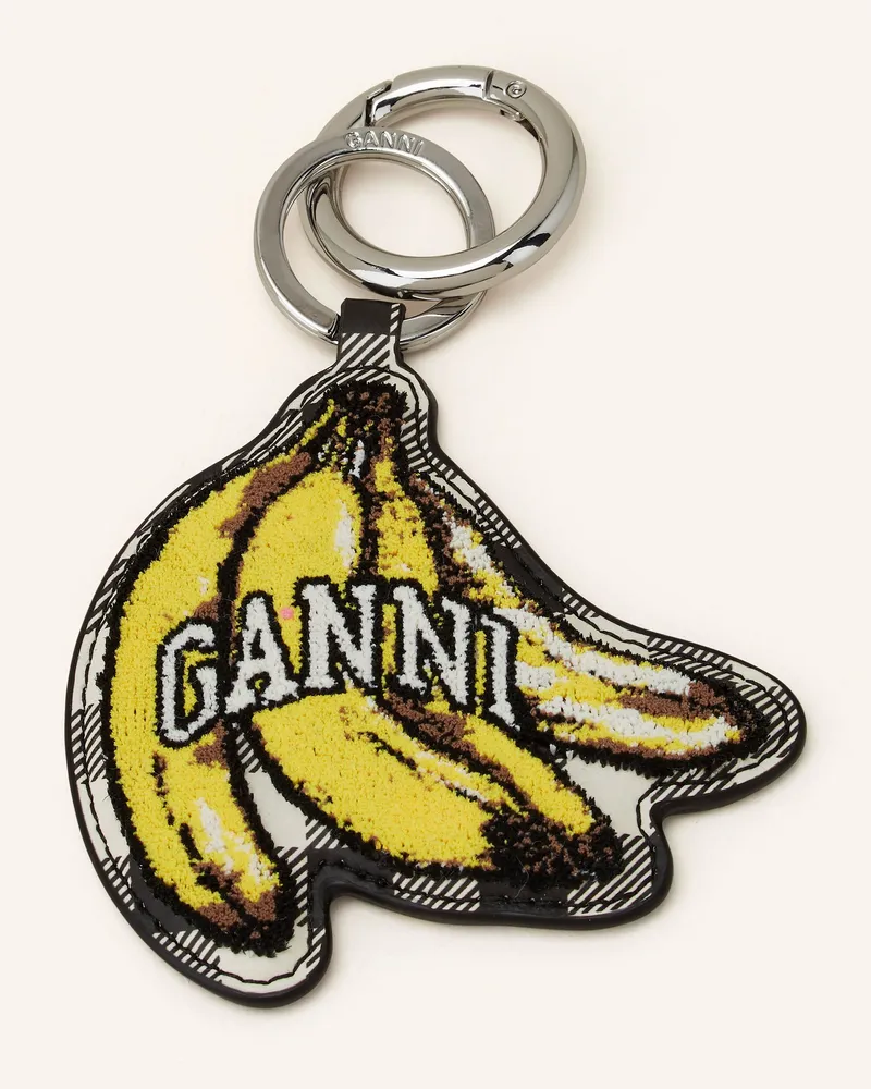 Ganni Taschenanhänger gelb Schwarz