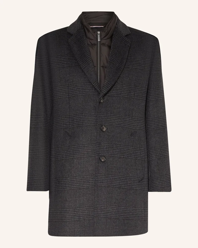 Bugatti Mantel mit herausnehmbarer Blende Dunkelgrau