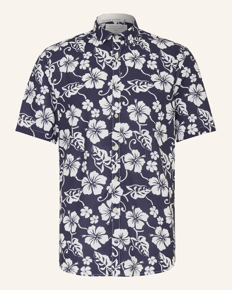 colours & sons Kurzarm-Hemd Regular Fit Dunkelblau