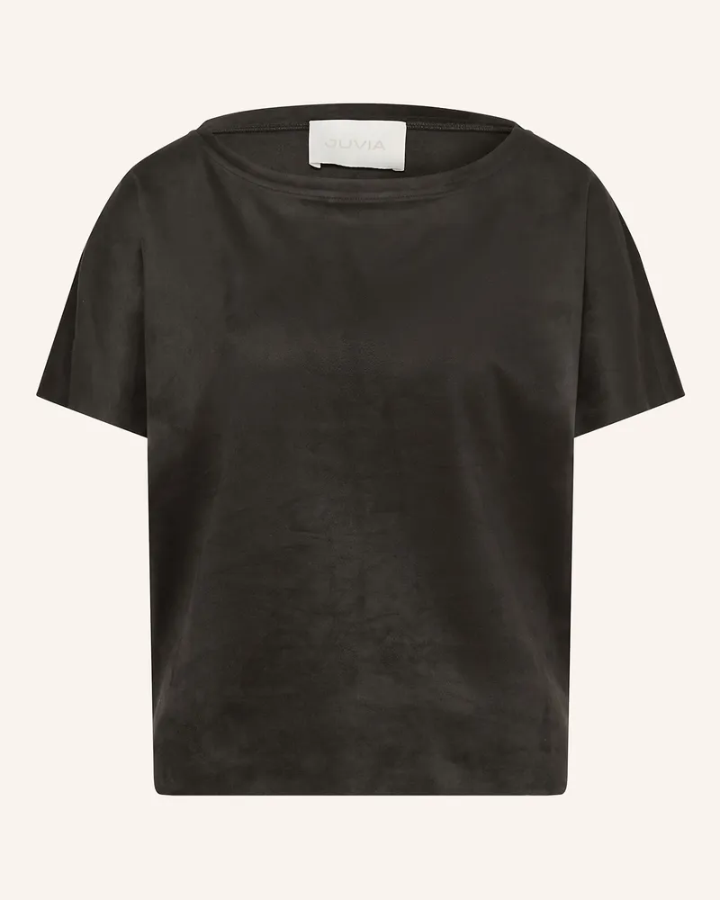 Juvia T-Shirt FIDELIA in Lederoptik Schwarz