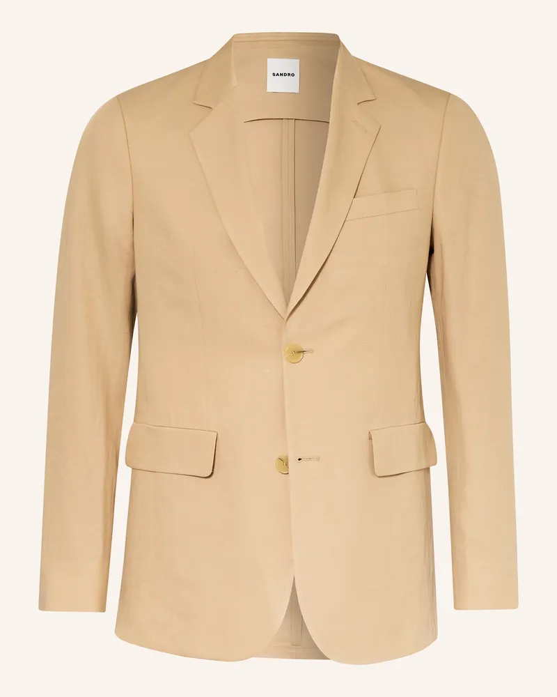 Sandro Anzugsakko Extra Slim Fit mit Leinen Camel