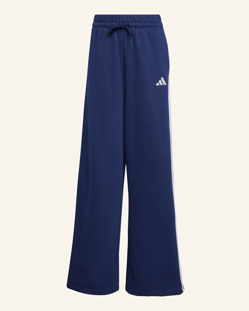 adidas Adidas 3-Streifen Fleecehose, Weit Geschnitten blau Blau
