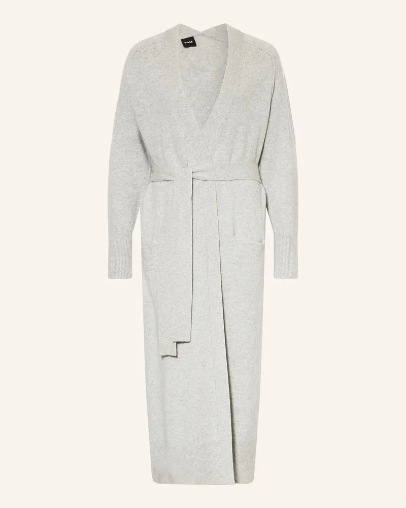 HUGO BOSS Strickmantel FARDIANNA aus Cashmere Hellgrau