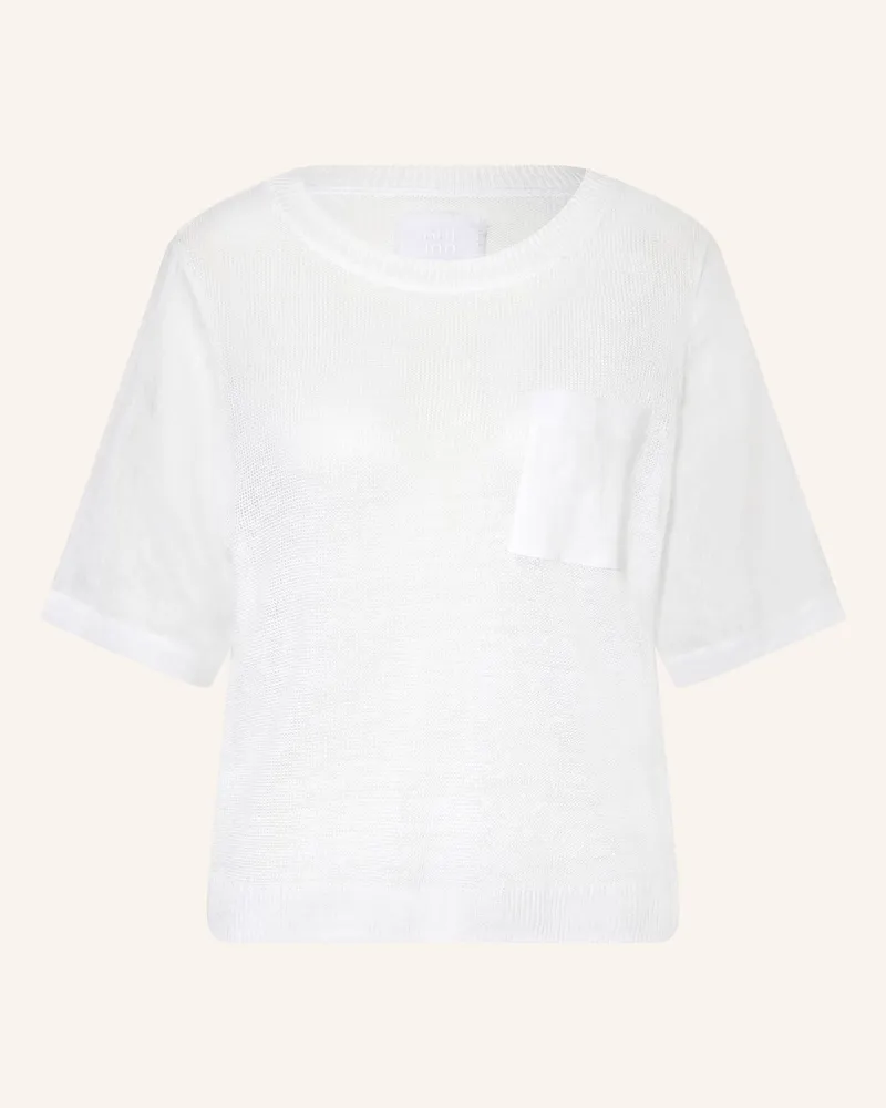 Oui  Strickshirt Aus Leinen Im Materialmix weiss Weiss