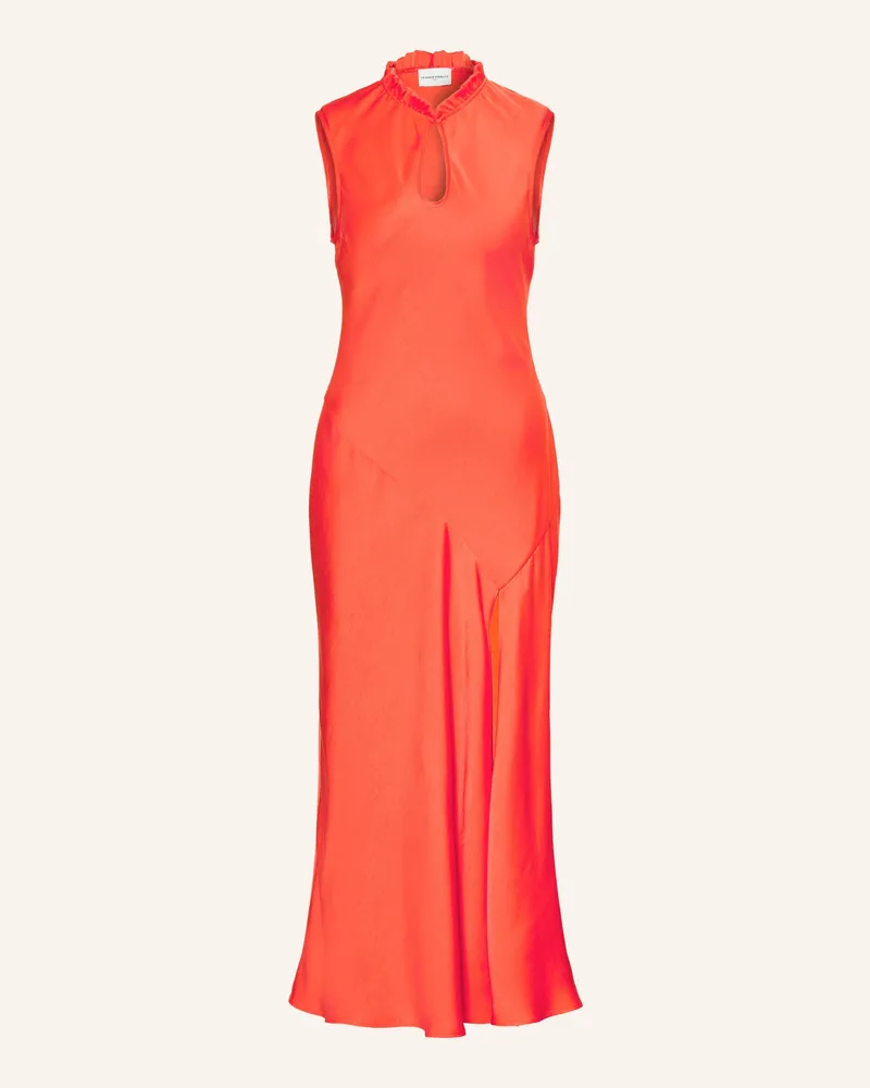 Claudie Pierlot Satinkleid mit Rüschen Neonrot