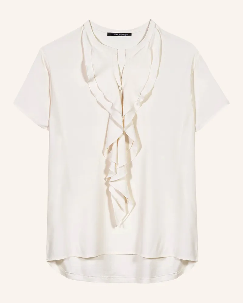 Luisa Cerano Blusenshirt im Materialmix mit Seide Creme
