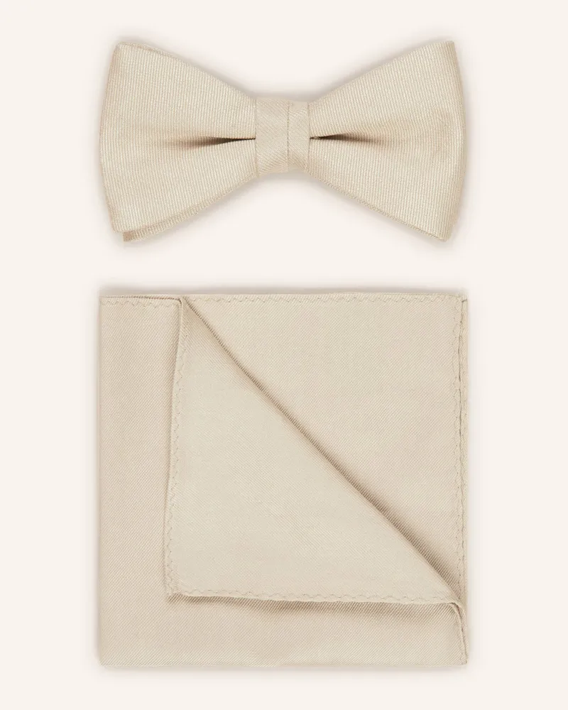 JOOP! Set: Fliege und Einstecktuch Beige