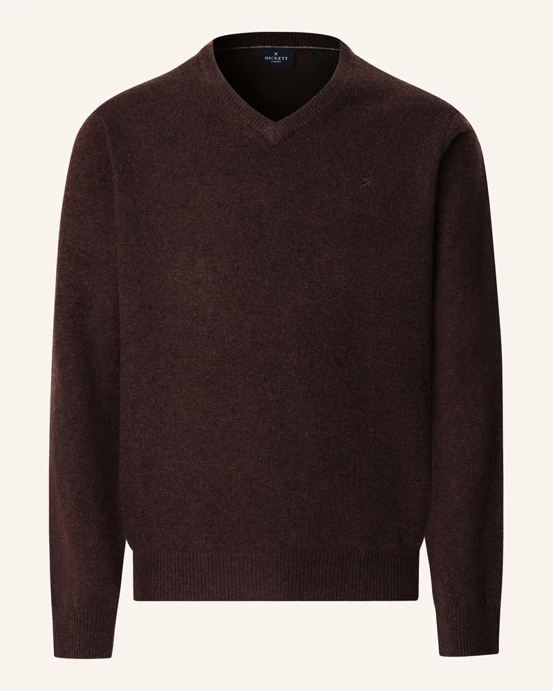 Hackett Pullover LAMBSWOOL V NECK Dunkelbraun