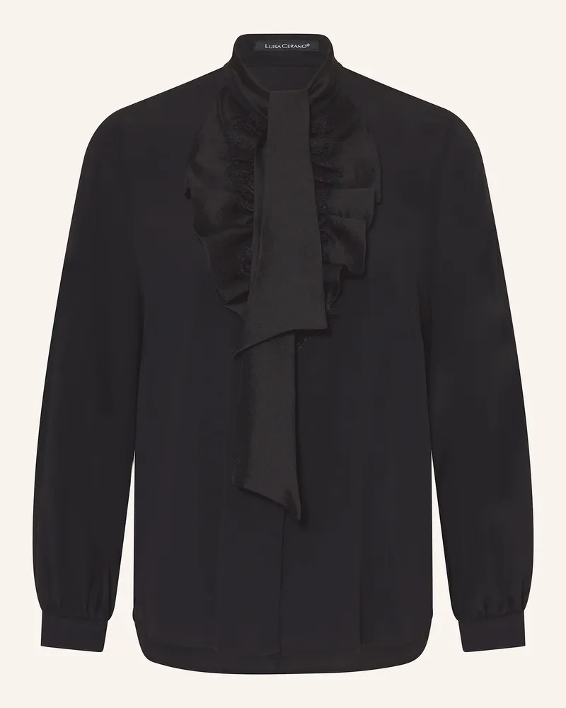 Luisa Cerano Bluse mit Seide und abnehmbarer Schluppe Schwarz
