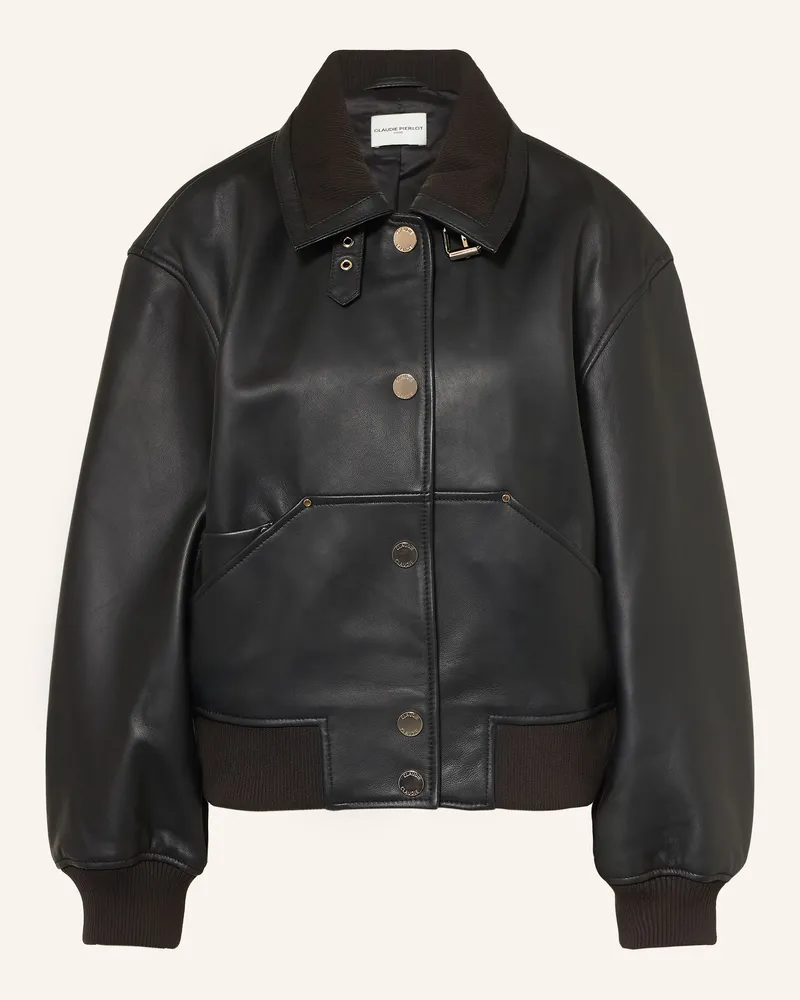 Claudie Pierlot Lederjacke schwarz Schwarz
