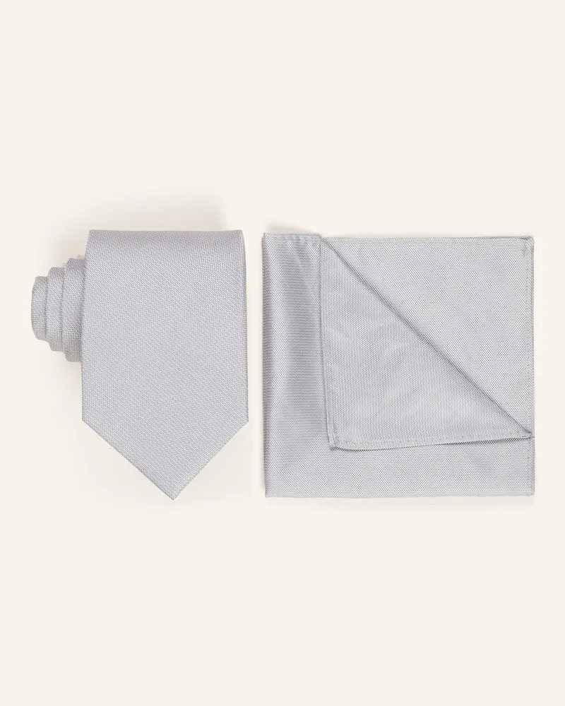 paul Set: Krawatte Und Einstecktuch grau Hellgrau