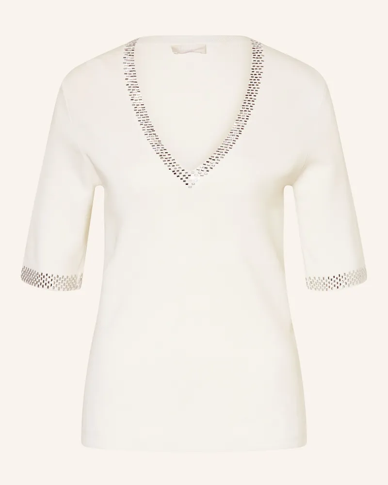 Liu Jo Pullover mit 3/4-Arm und Schmucksteinen Weiss