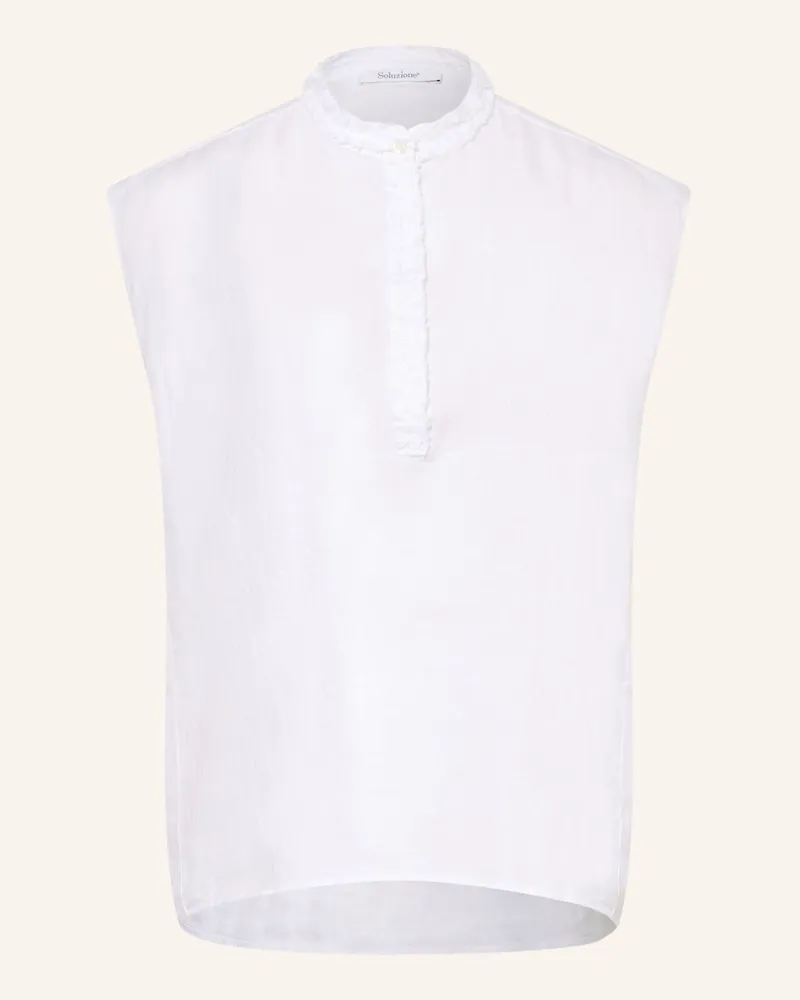 Soluzione Blusenshirt aus Leinen mit Rüschen Weiss