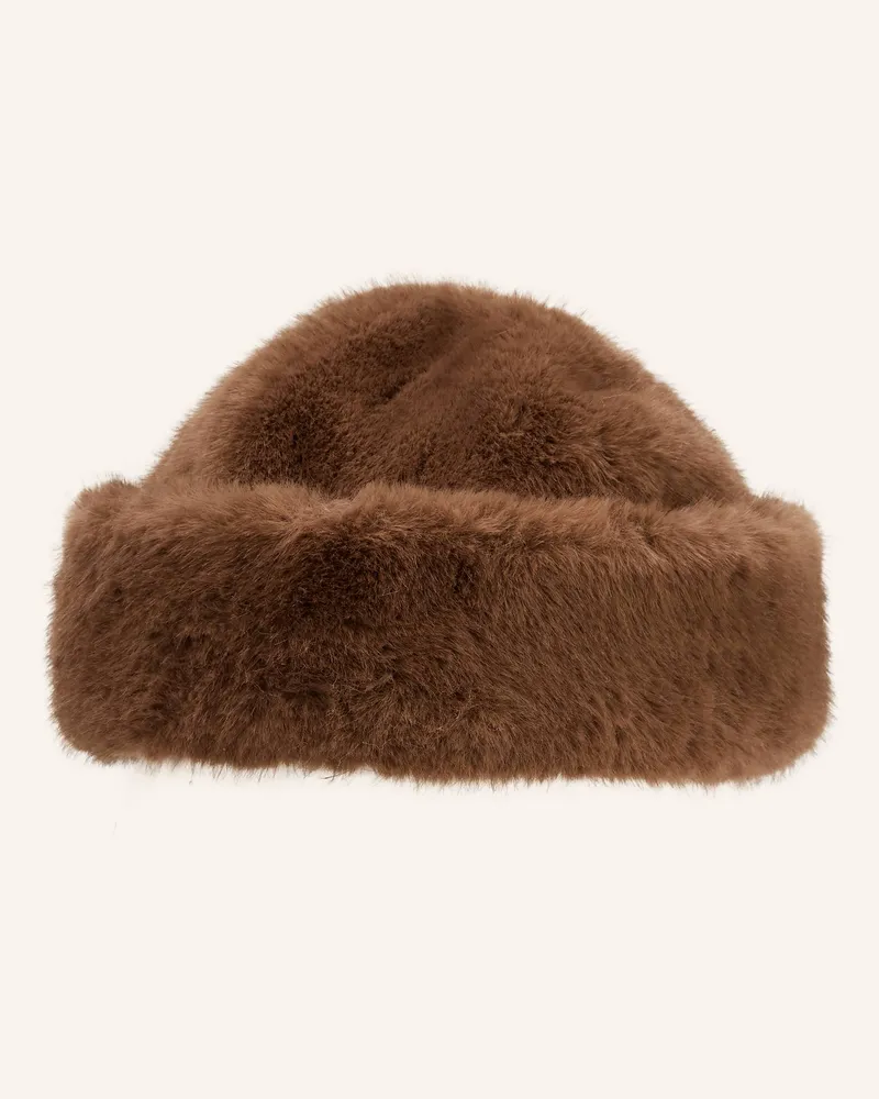 Mrs & HUGS Bucket-Hat aus Kunstfell Braun