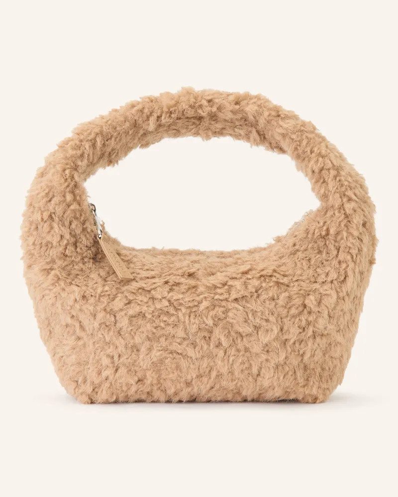 NÚNOO Handtasche Agnes Small Aus Teddyfell braun Hellbraun