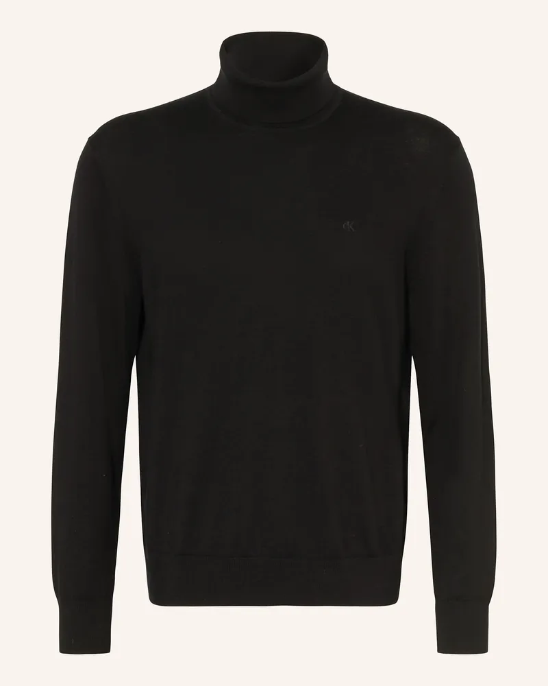 Calvin Klein Rollkragenpullover aus Merinowolle Schwarz