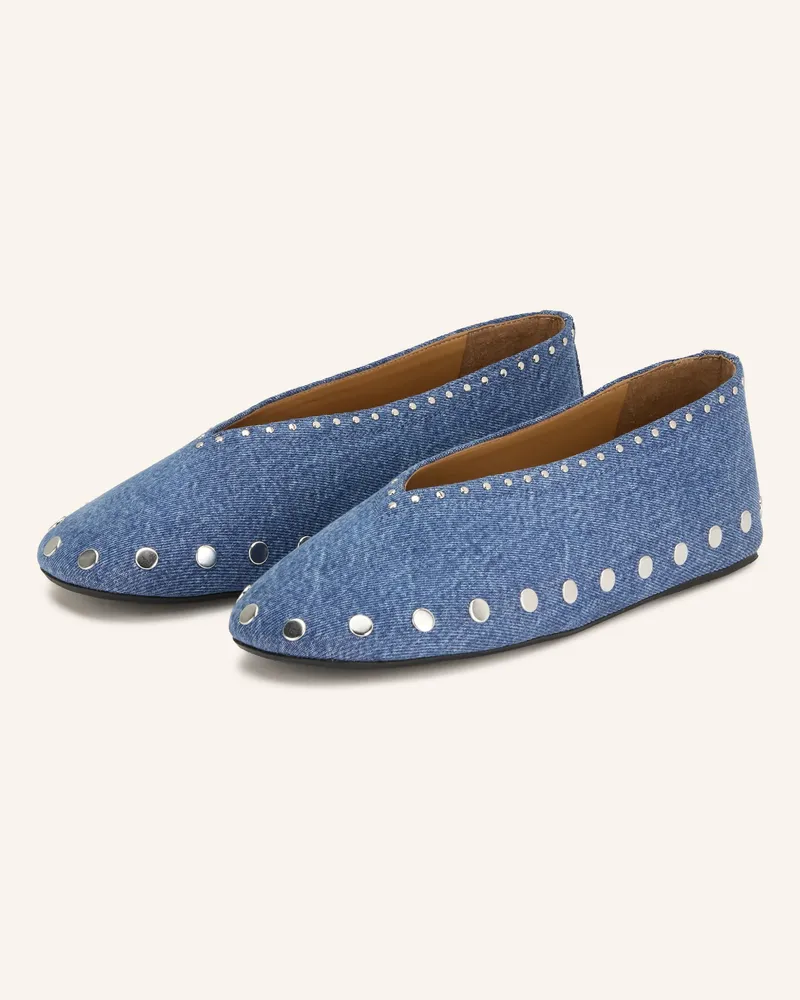 Ganni Ballerinas Jenny In Jeansoptik Mit Nieten blau Blau