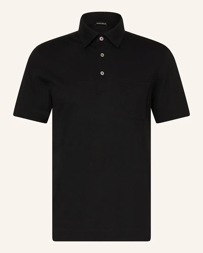 Ermenegildo Zegna Piqué-Poloshirt Schwarz