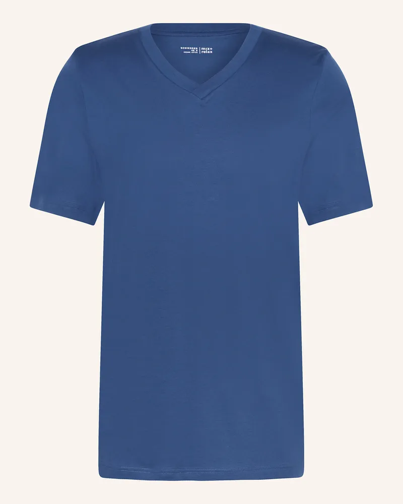 Schiesser Schlafshirt Mix+Relax blau Dunkelblau