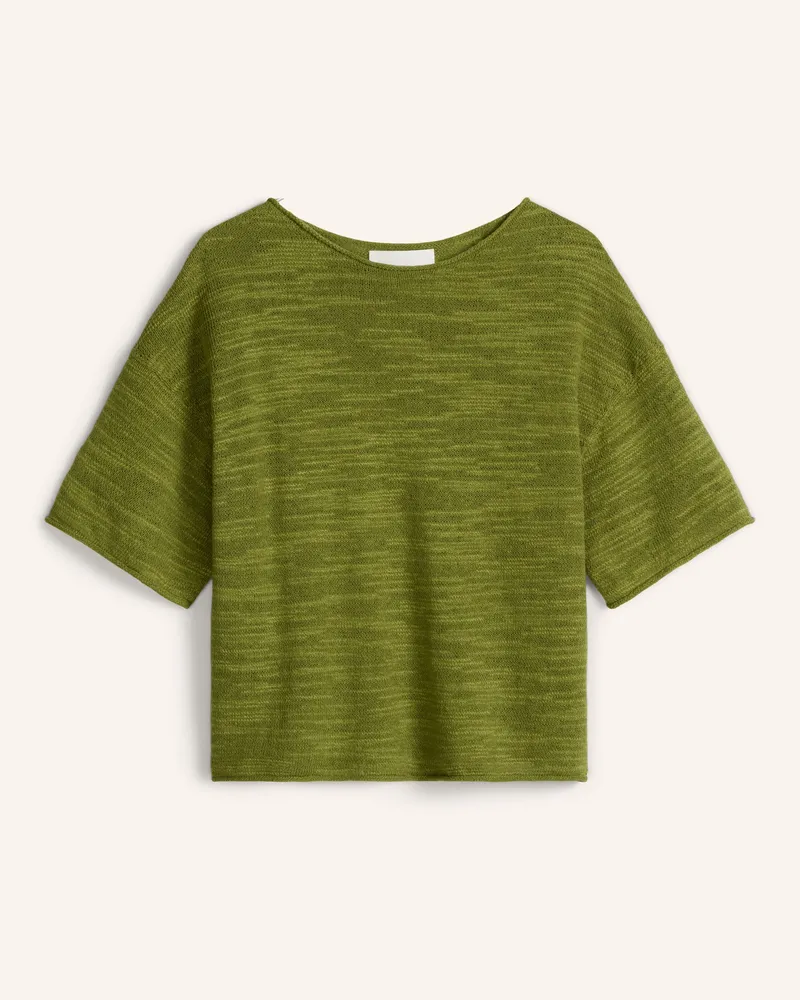 Marc O'Polo Strickshirt Mit Leinen gruen Grün