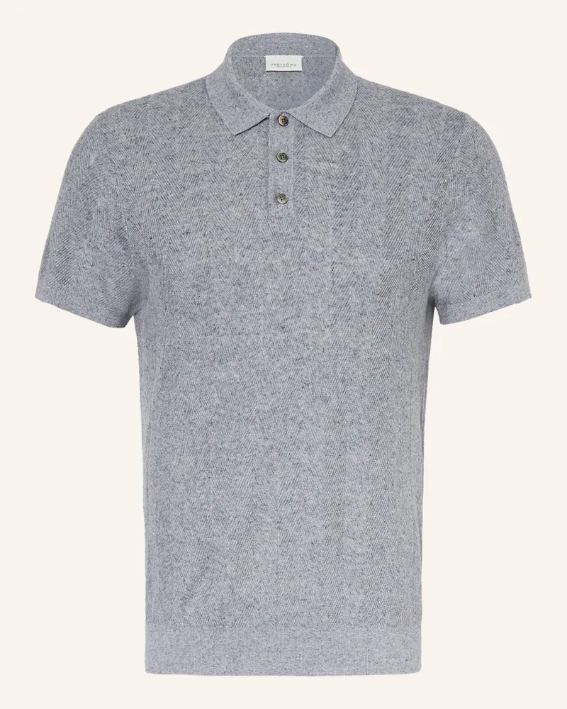 Profuomo Strick-Poloshirt Blaugrau