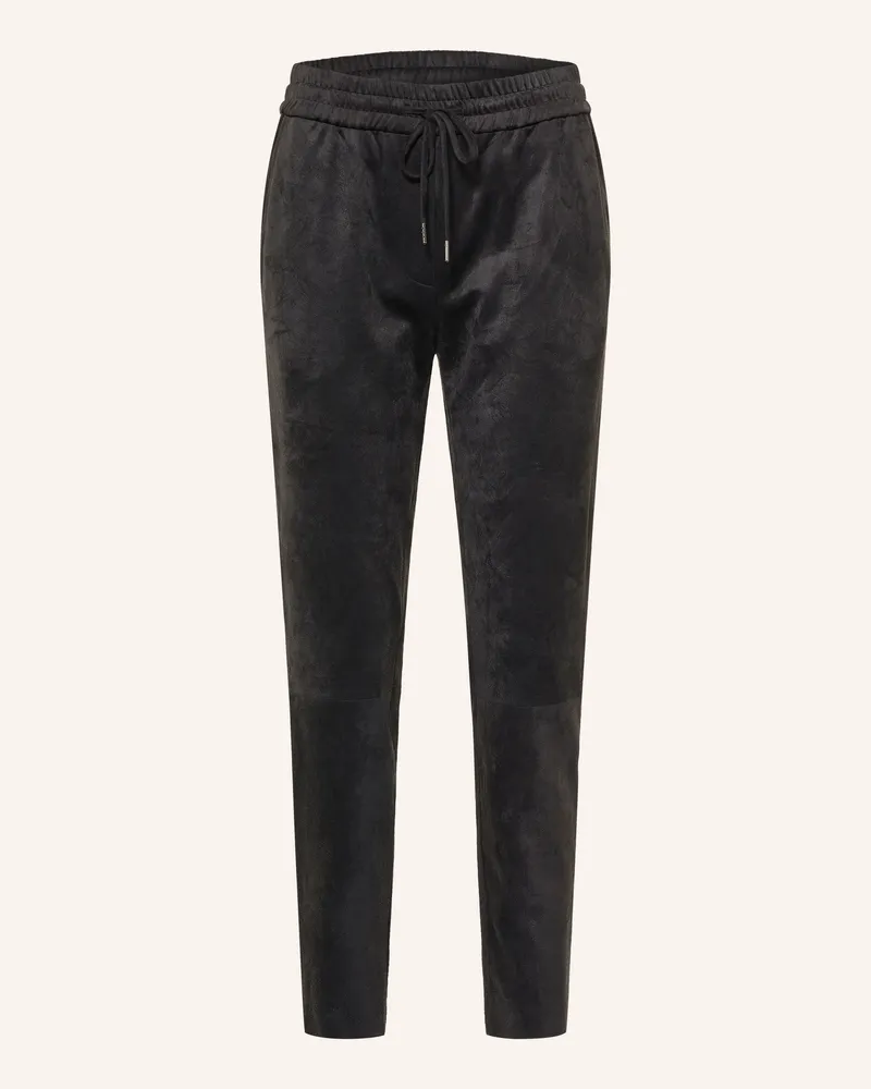 Juvia Hose Im Jogging-Stil In Lederoptik grau Dunkelgrau