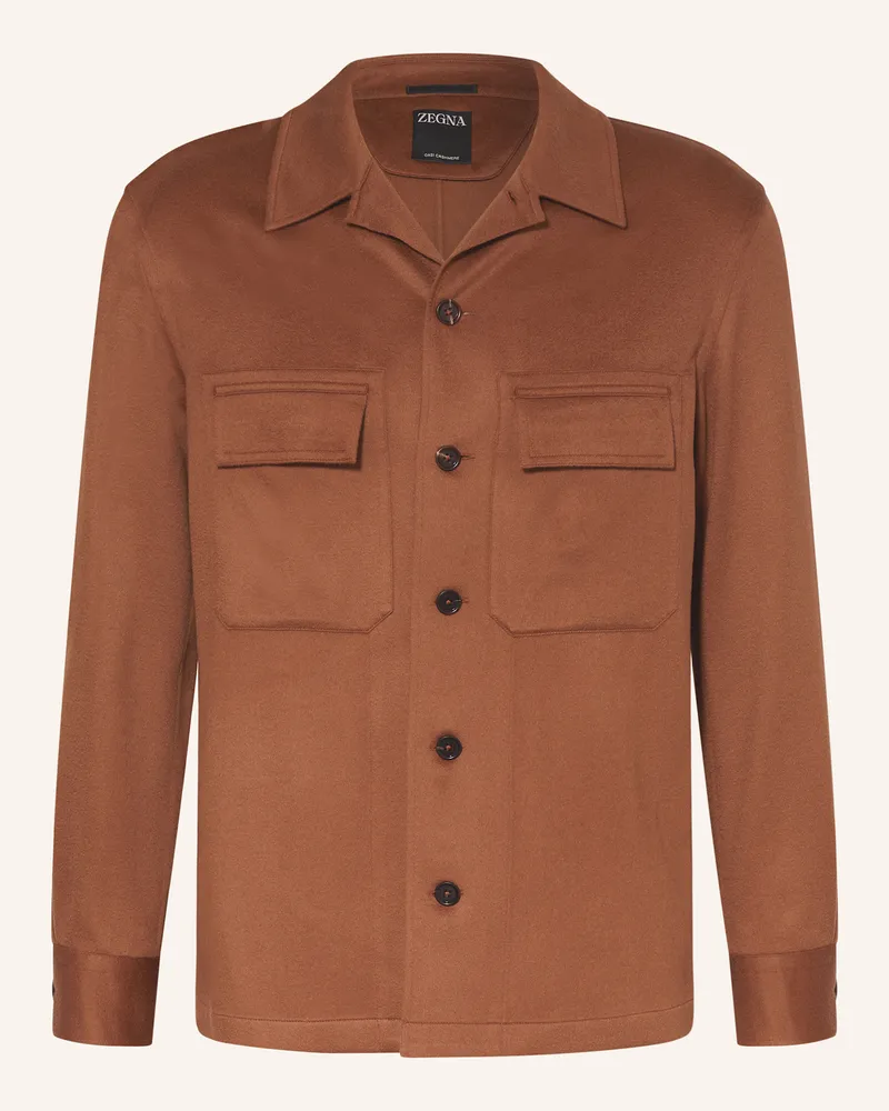 Ermenegildo Zegna Cashmere-Overjacket Alba braun Dunkelbraun