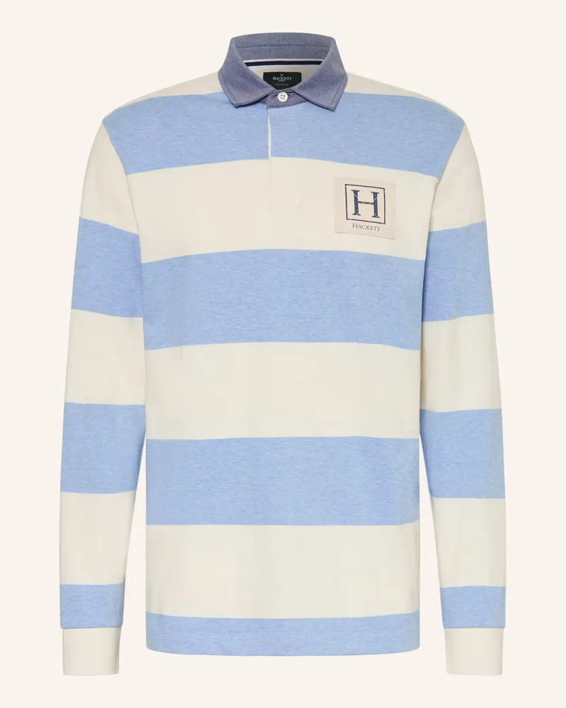 Hackett Strick-Poloshirt Im Materialmix blau Hellblau