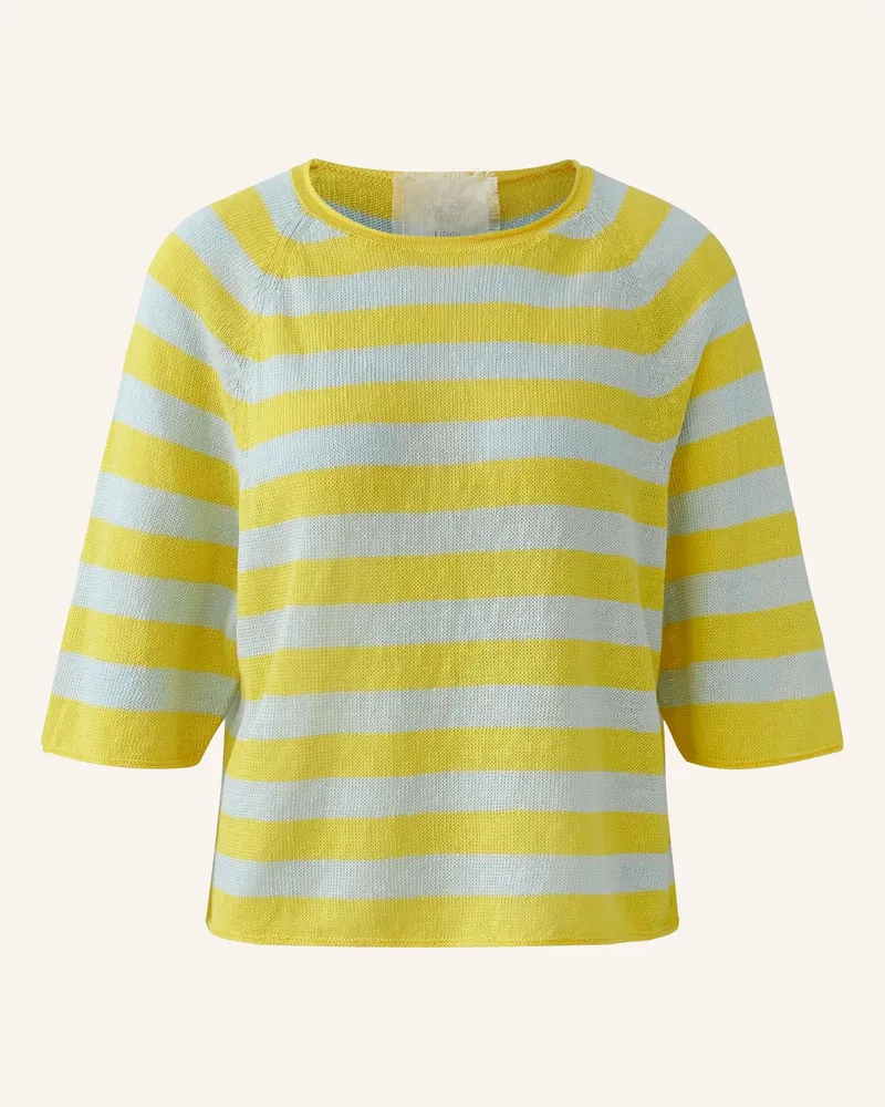 Oui  Strickshirt aus Leinen mit 3/4-Arm Gelb