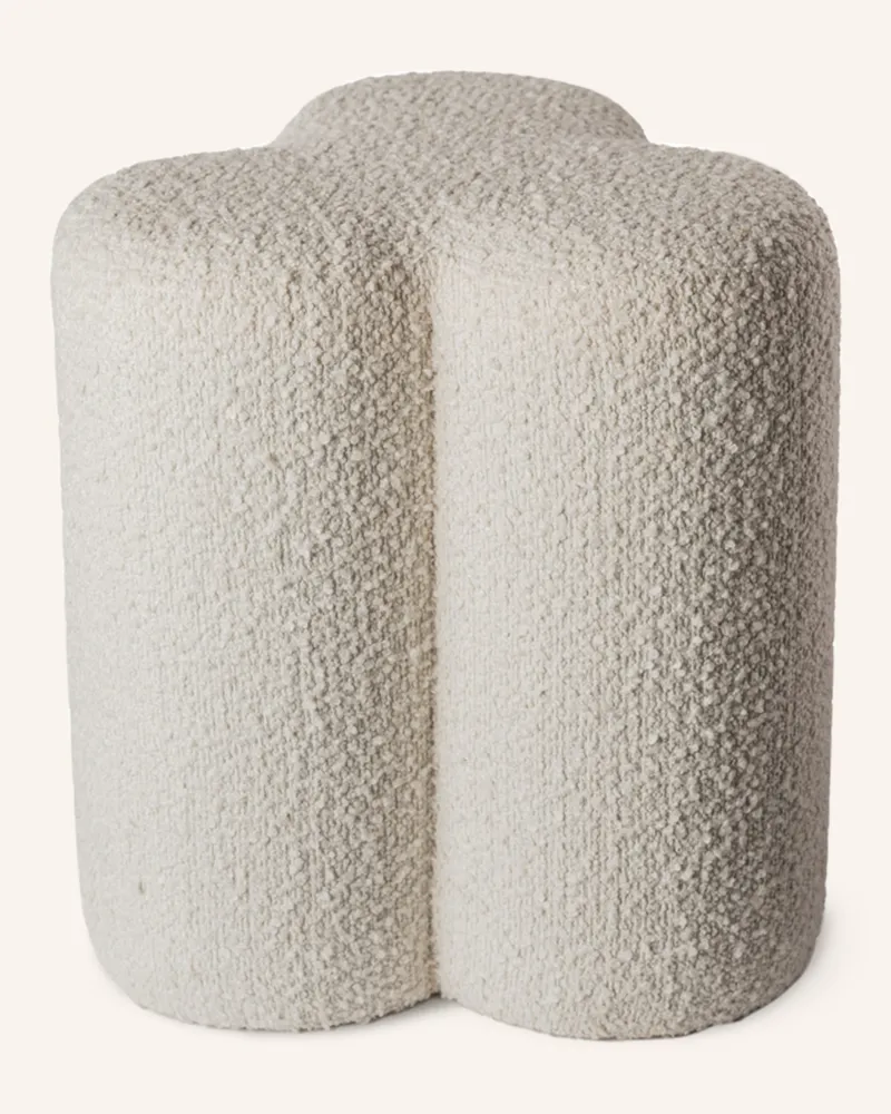 POLSPOTTEN Bouclé-Hocker Clover weiss Beige