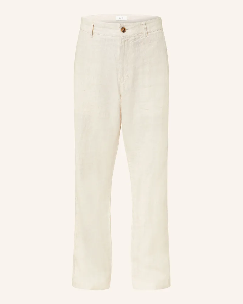 NN 07 Leinenhose Aden Regular Fit weiss Creme