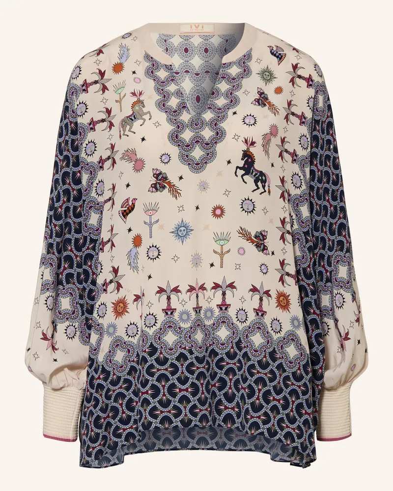 IVI Collection Blusenshirt Aus Seide weiss Creme