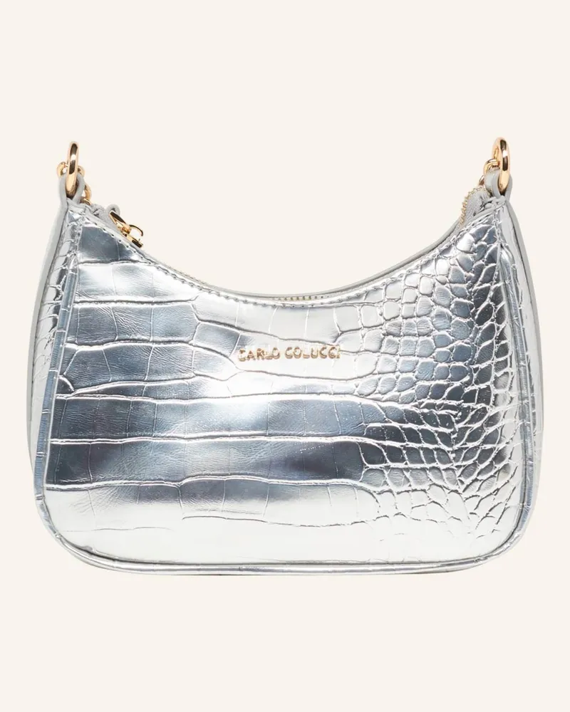 Carlo Colucci Schultertasche In Kroko-Optik Del Toso silber Silber