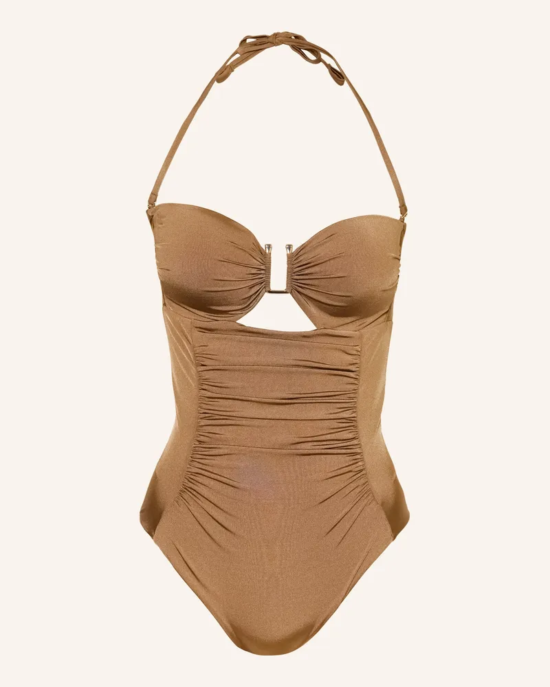 Max Mara Bandeau-Badeanzug Bchcurva Mit Cut-Out beige Camel