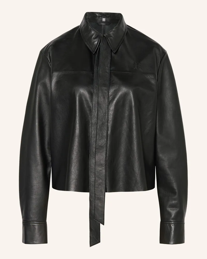 Riani Lederbluse mit abnehmbarer Schluppe Schwarz