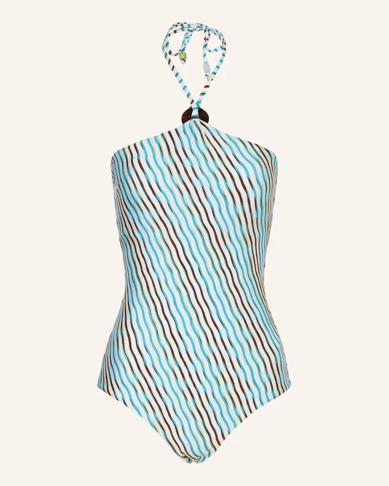 JETS Australia Neckholder-Badeanzug Lotus blau Creme