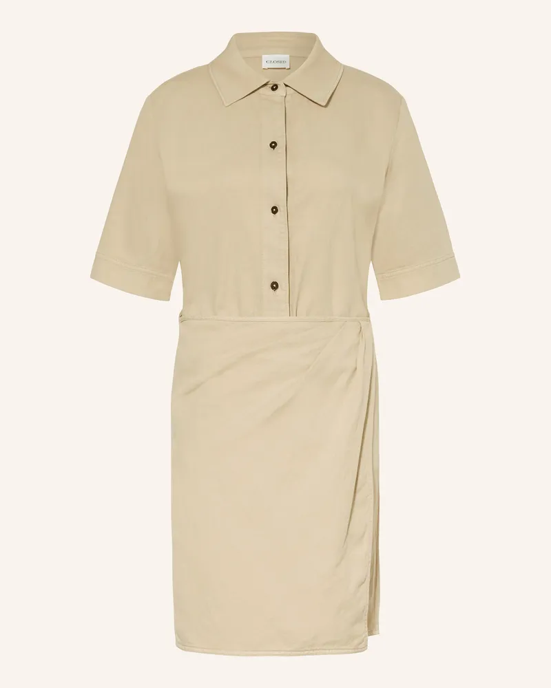Closed Hemdblusenkleid in Wickeloptik Beige