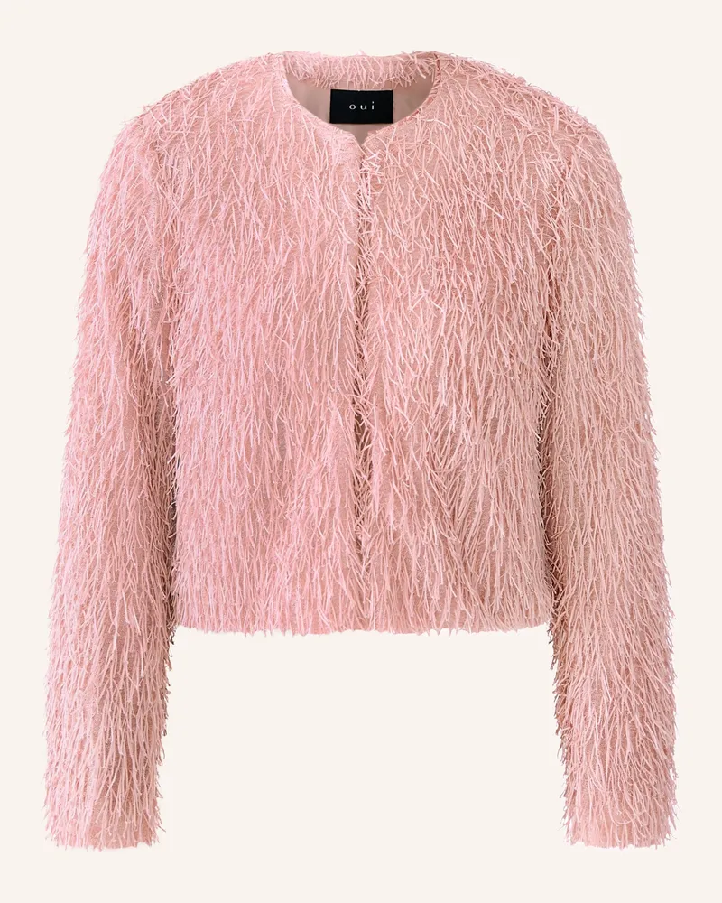 Oui  Kastenjacke mit Glitzergarn Rosé