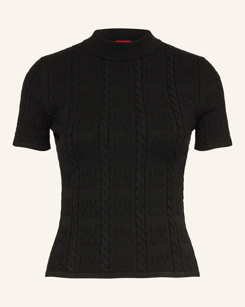 HUGO BOSS Strickshirt Sinant schwarz Schwarz