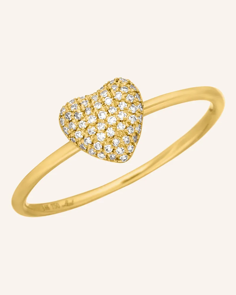 Leaf Ring HEART aus 18 Karat Gelbgold mit Diamanten Gold