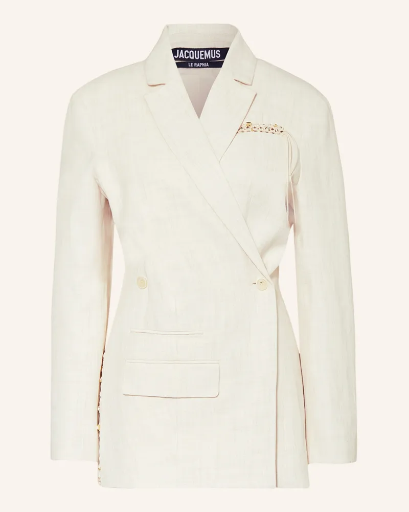 Jacquemus Blazer LA VESTE TIBAU BRODEE mit Leinen Creme