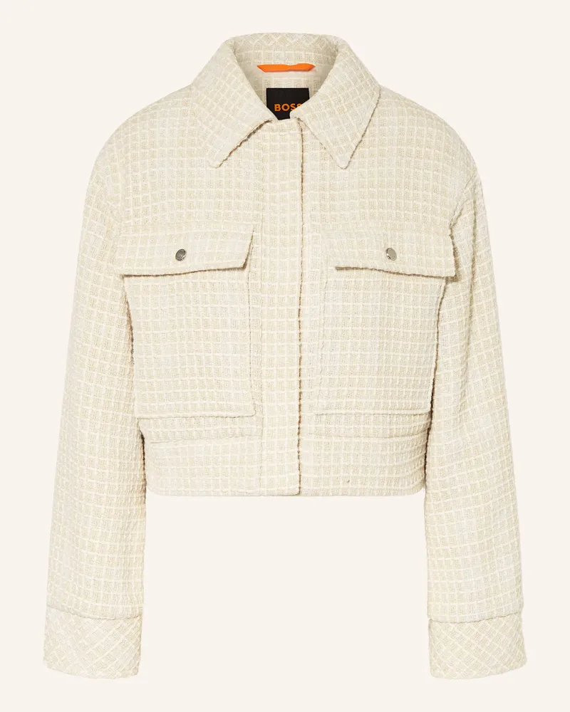 HUGO BOSS Kastenjacke JATWEDI aus Bouclé Ecru