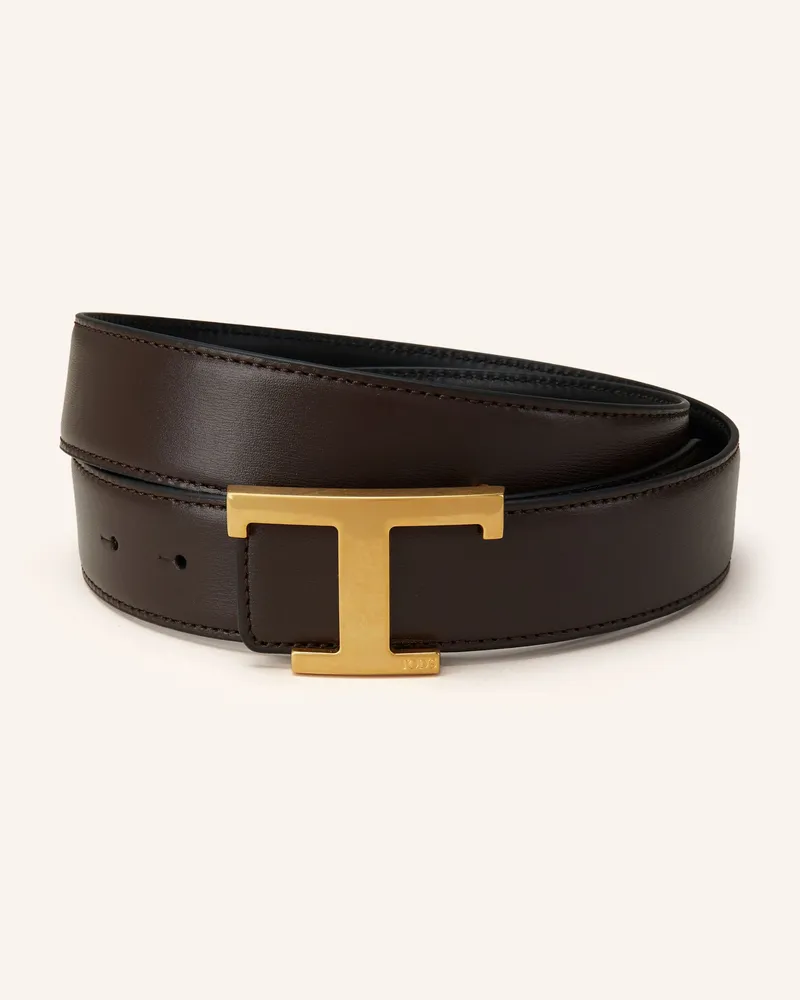 TOD'S Ledergürtel zum Wenden Dunkelbraun